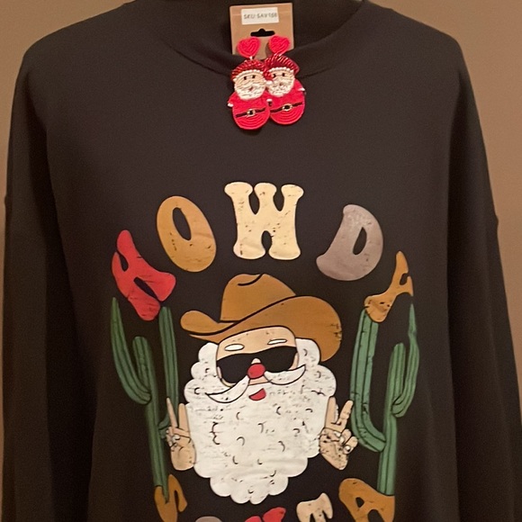 Christmas Howdy Santa Sweatshirt Size 3X - Picture 4 of 6